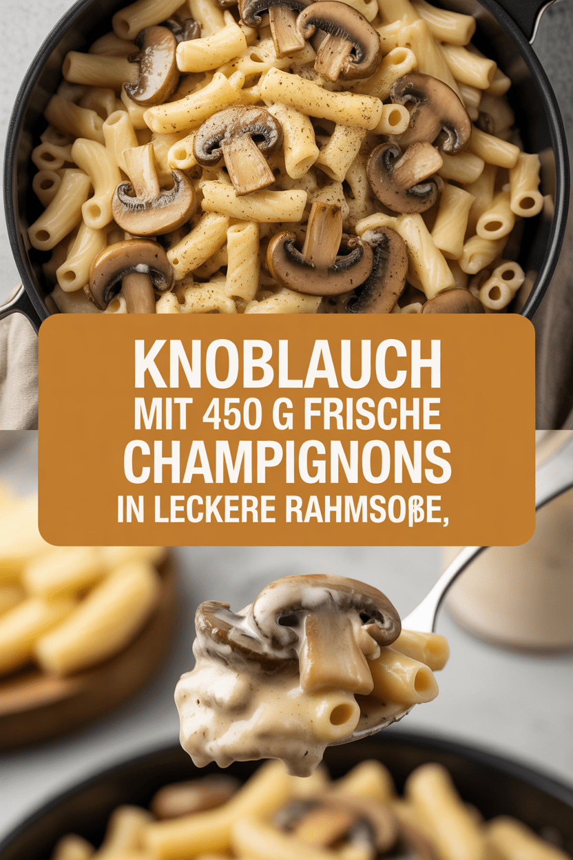 Knoblauch mit 450 g frische Champignons in Leckere Rahmsoße