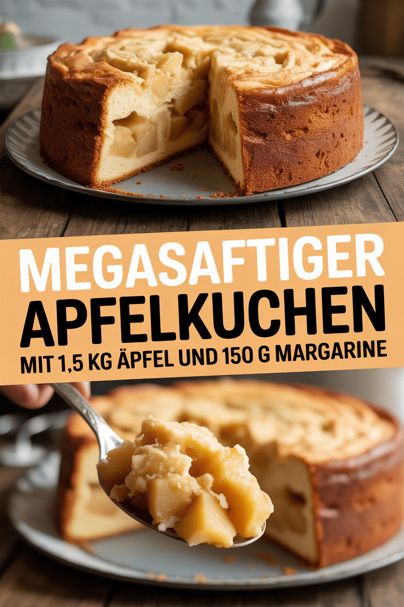 Megasaftiger Apfelkuchen mit 1,5 kg Äpfel und 150 g Margarine