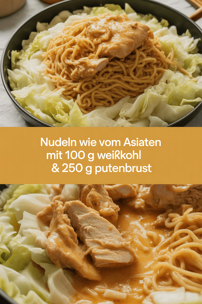 Nudeln wie vom Asiaten mit 100 g Weißkohl & 250 g Putenbrust