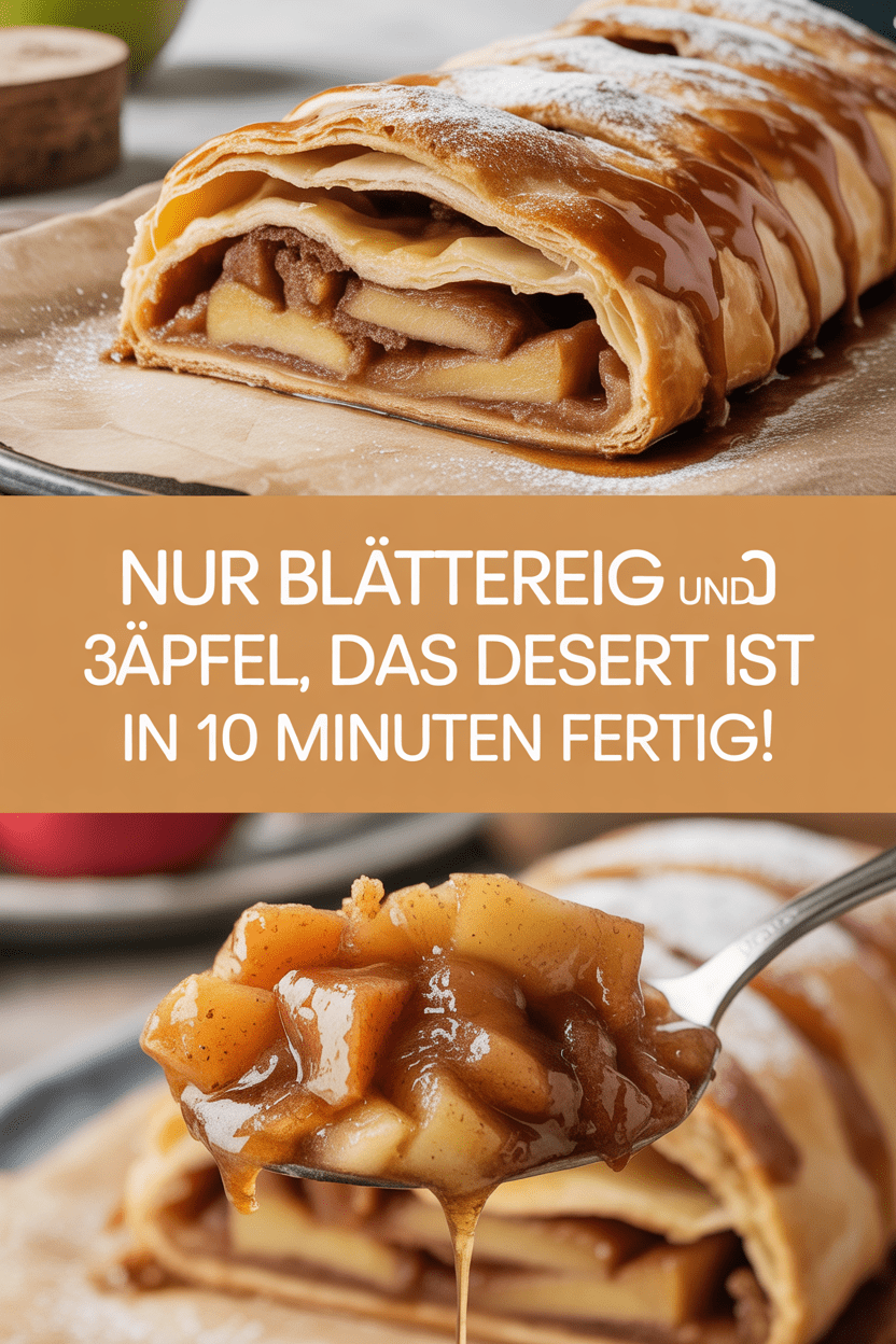 Nur Blätterteig und 3 Äpfel, das Dessert ist in 10 Minuten fertig!