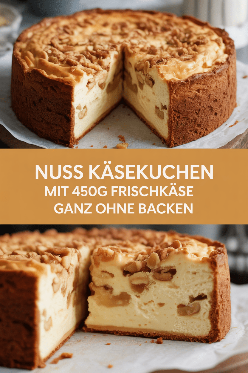 Nuss Käsekuchen mit 450g Frischkäse ganz ohne Backen