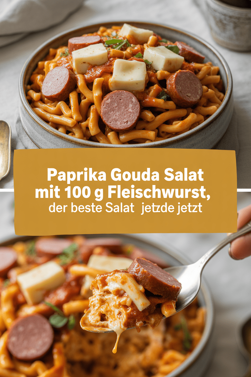 Paprika Gouda Salat mit 100 g Fleischwurst, der beste Salat gerade jetzt