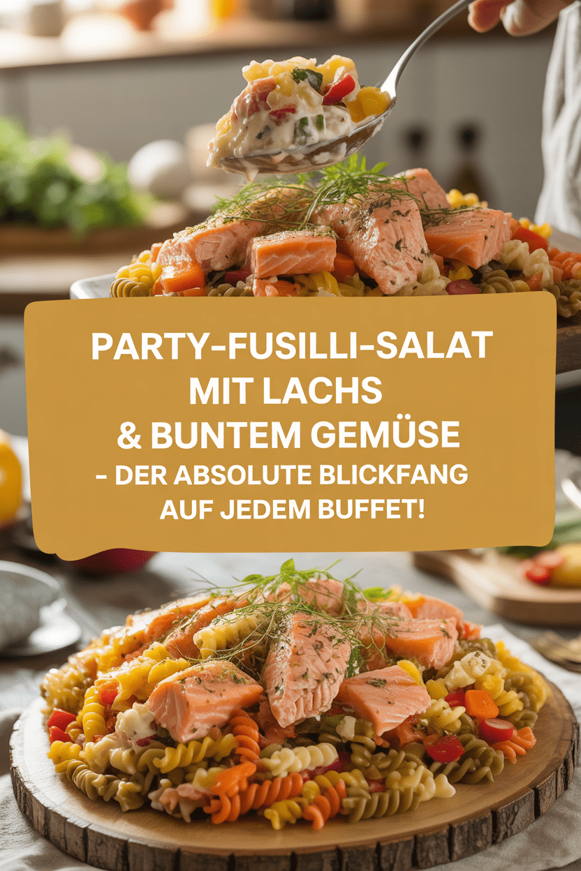 Party-Fusilli-Salat mit Lachs & buntem Gemüse – Der absolute Blickfang auf jedem Buffet!