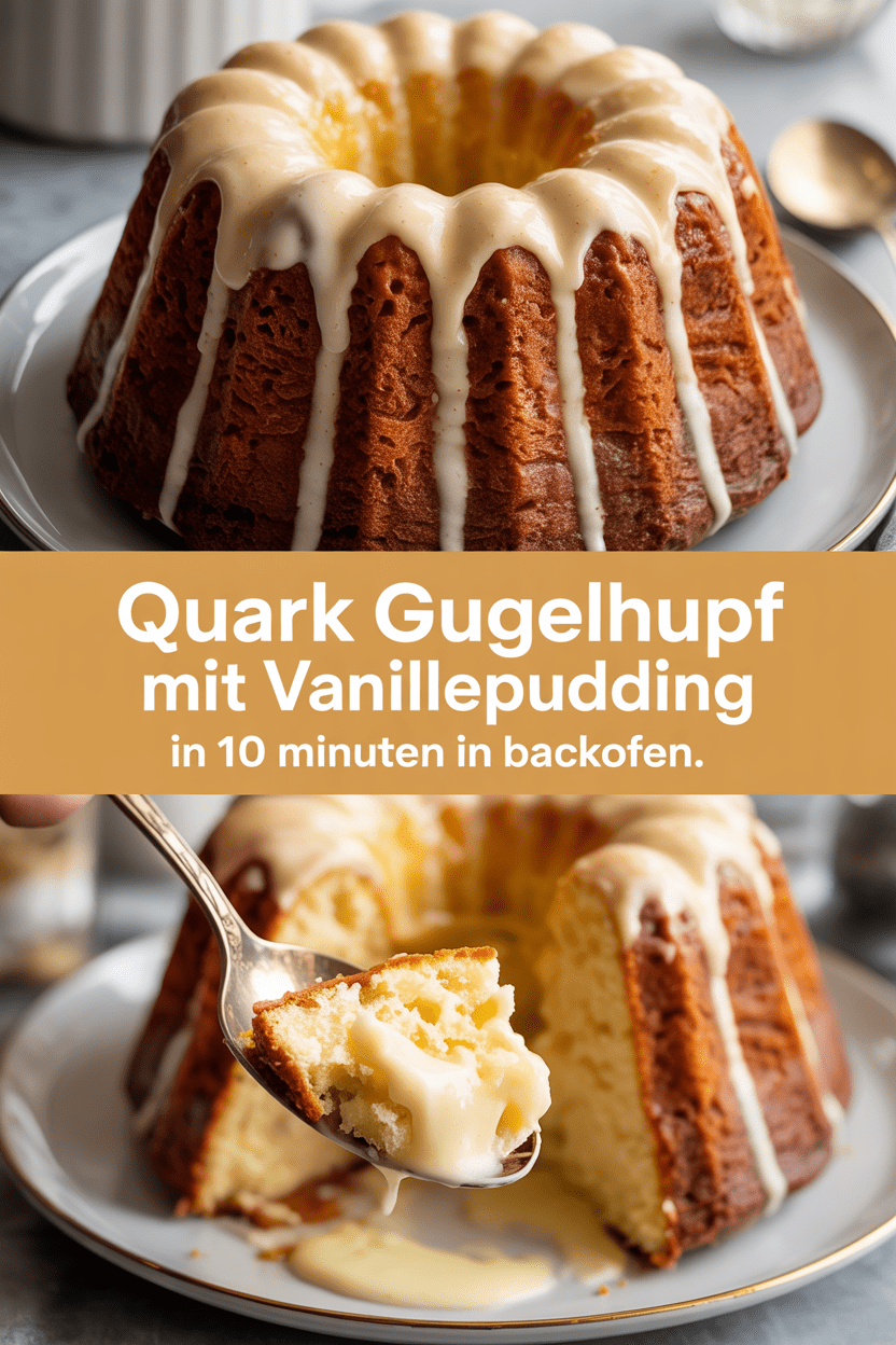 Quark Gugelhupf mit Vanillepudding in 10 Minuten in Backofen