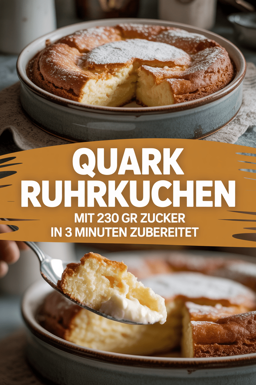 Quark Ruhrkuchen mit 230 gr Zucker in 3 Minuten zubereitet