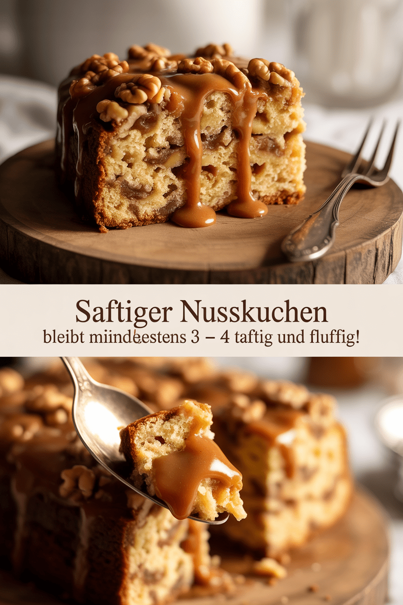 Saftiger Nusskuchen bleibt mindestens 3 – 4 Tage saftig und fluffig!