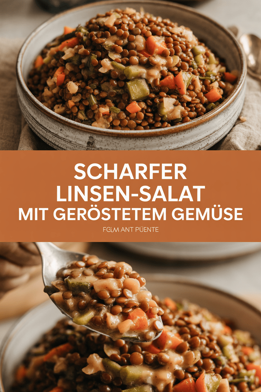 Scharfer Linsen-Salat mit geröstetem Gemüse