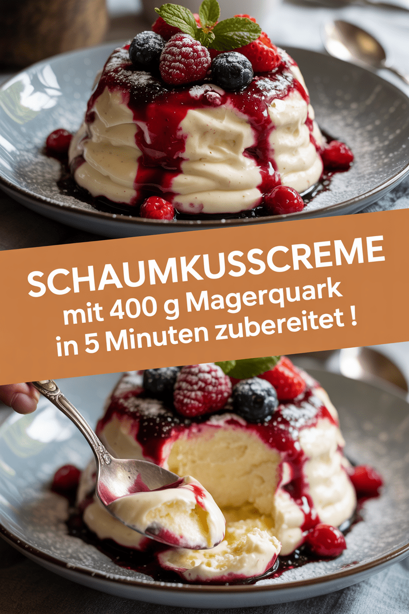 Schaumkusscreme mit 400 g Magerquark in 5 Minuten zubereitet !