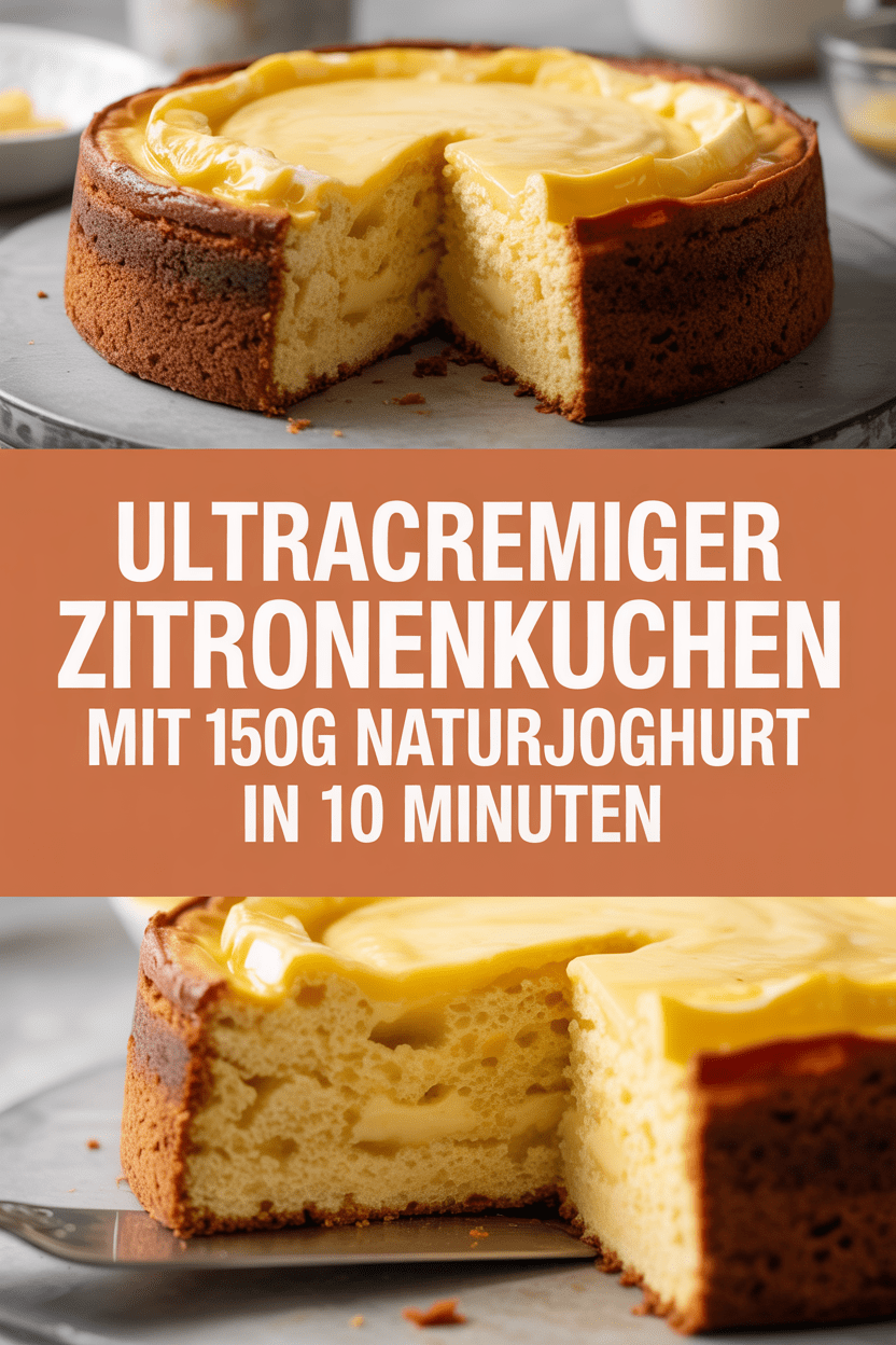 Ultracremiger Zitronenkuchen mit 150g Naturjoghurt in 10 Minuten