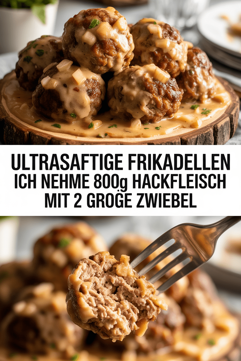 Ultrasaftige Frikadellen ich nehme 800g Hackfleisch mit 2 große Zwiebel
