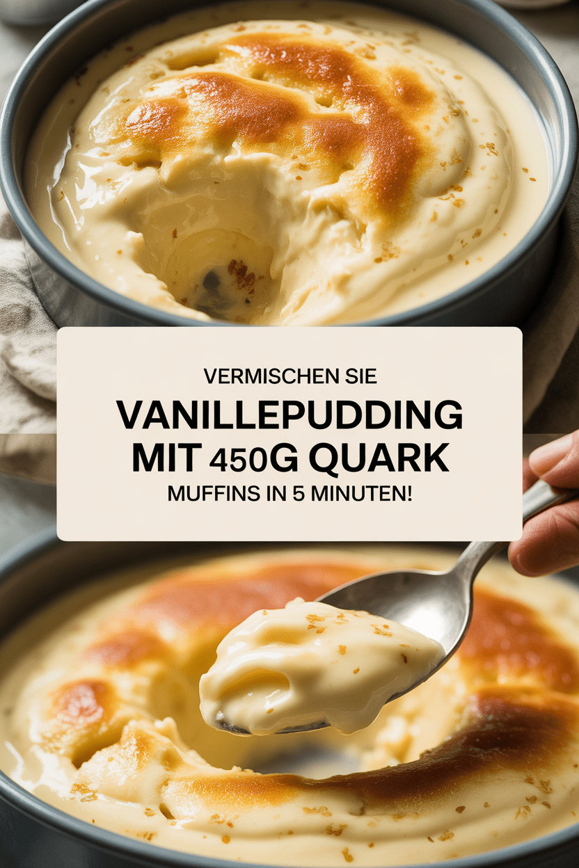 Vermischen Sie Vanillepudding mit 450g Quark, Muffins in 5 Minuten!