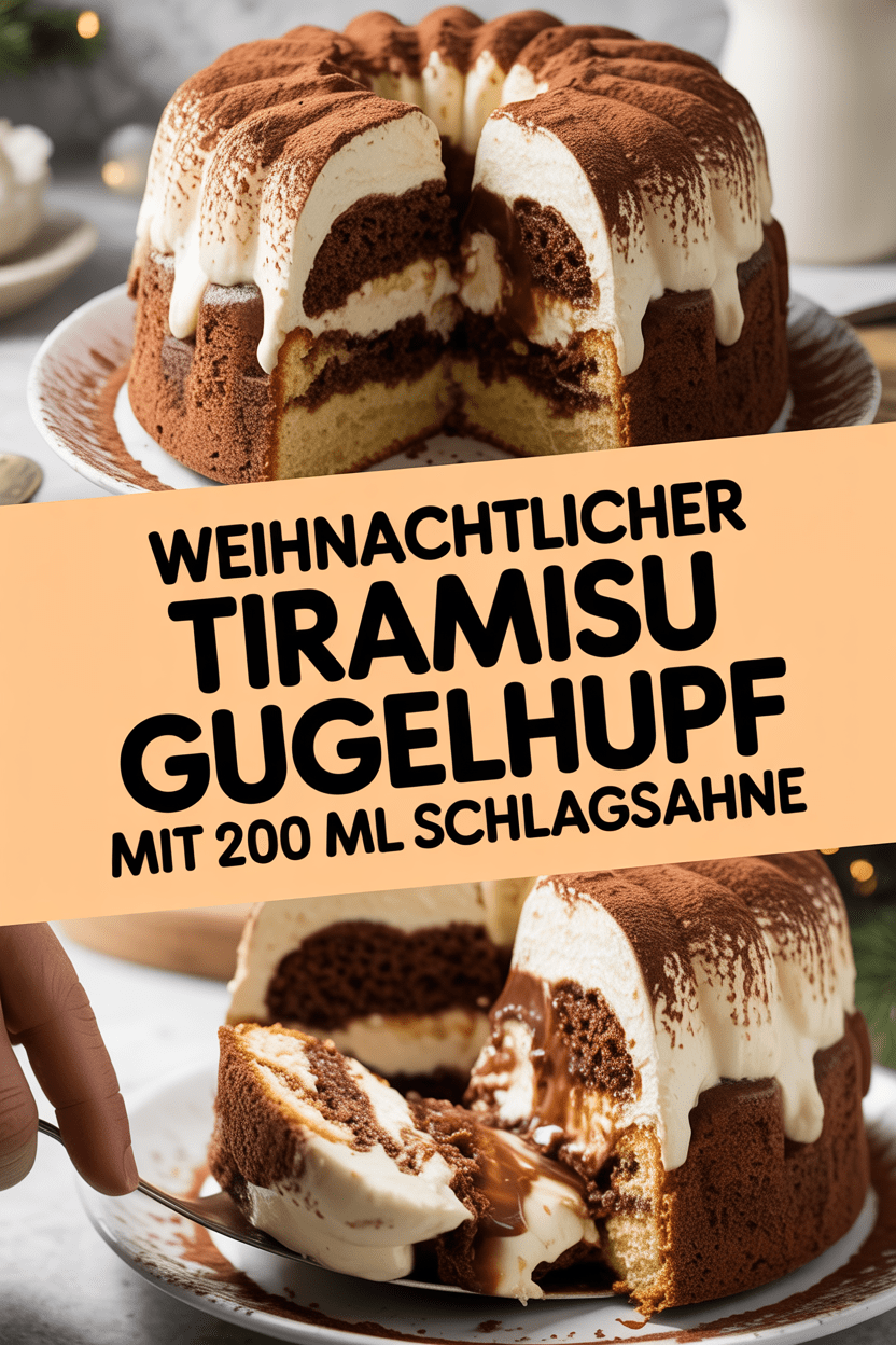 Weihnachtlicher Tiramisu Gugelhupf mit 200 ml Schlagsahne