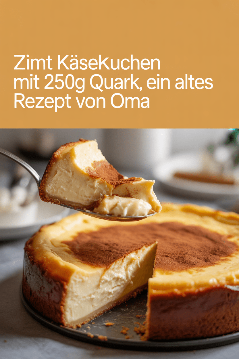 Zimt Käsekuchen mit 250g Quark, ein sehr altes Rezept von Oma