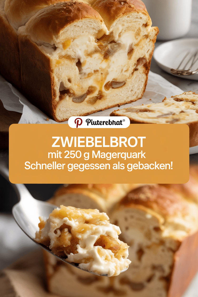 Zwiebelbrot mit 250 g Magerquark schneller gegessen als gebacken!