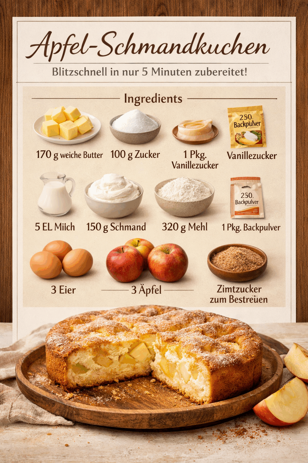 Apfel-Schmandkuchen: Blitzschnell in nur 5 Minuten zubereitet!