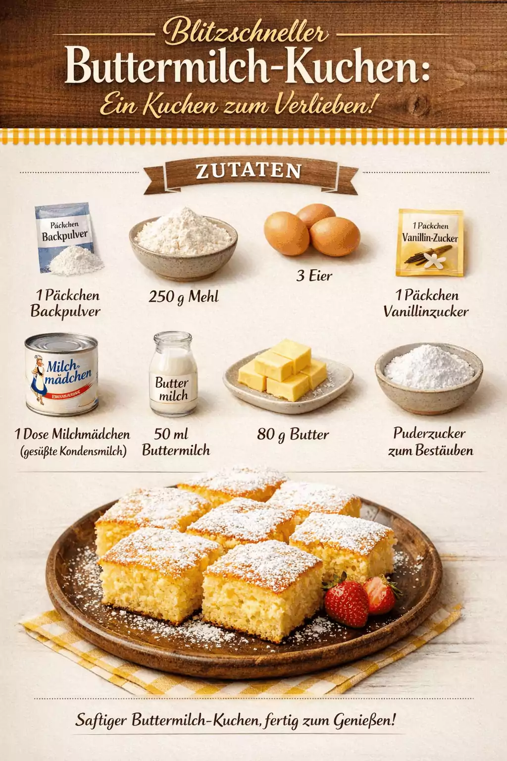 Blitzschneller Buttermilch-Kuchen: Ein Kuchen zum Verlieben!