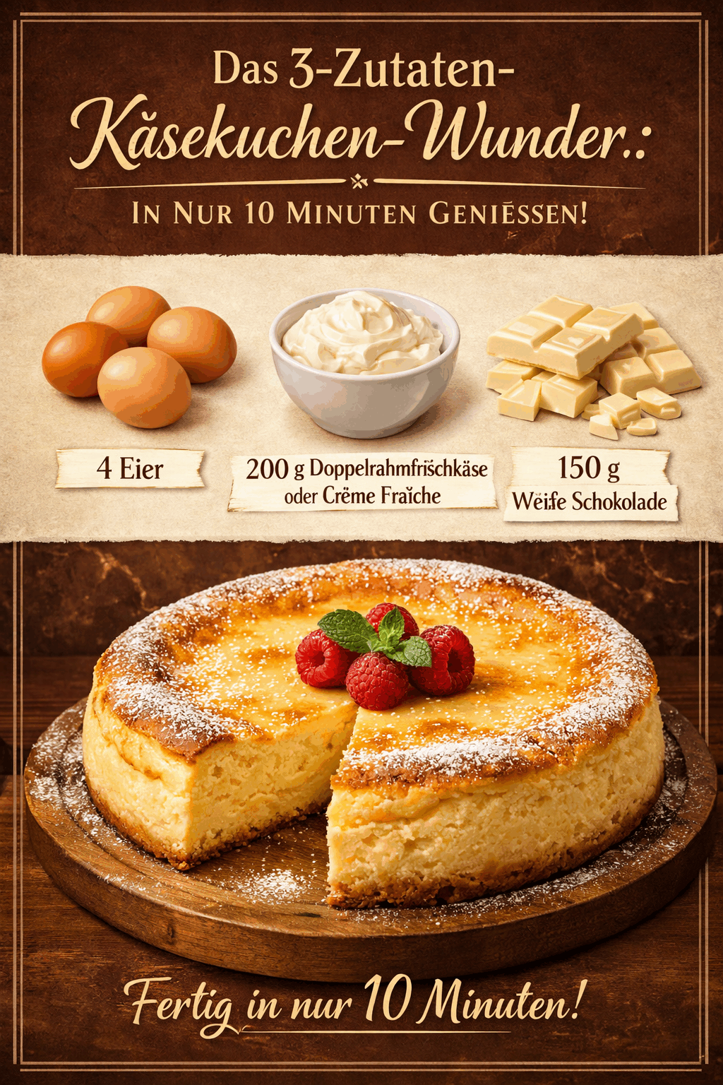 Das 3-Zutaten-Käsekuchen-Wunder: In Nur 10 Minuten Genießen!