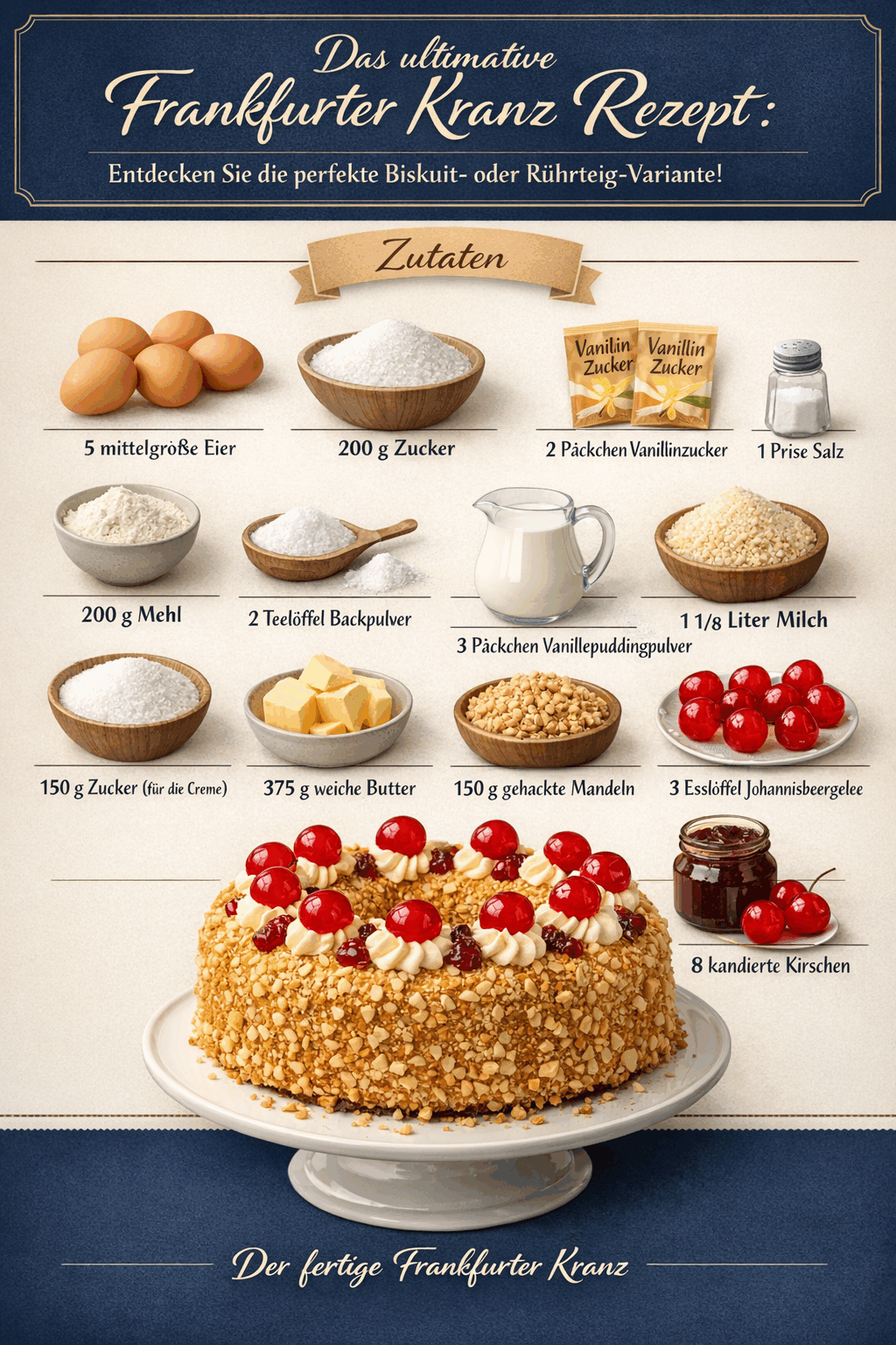 Das ultimative Frankfurter Kranz Rezept: Entdecken Sie die perfekte Biskuit- oder Rührteig-Variante!