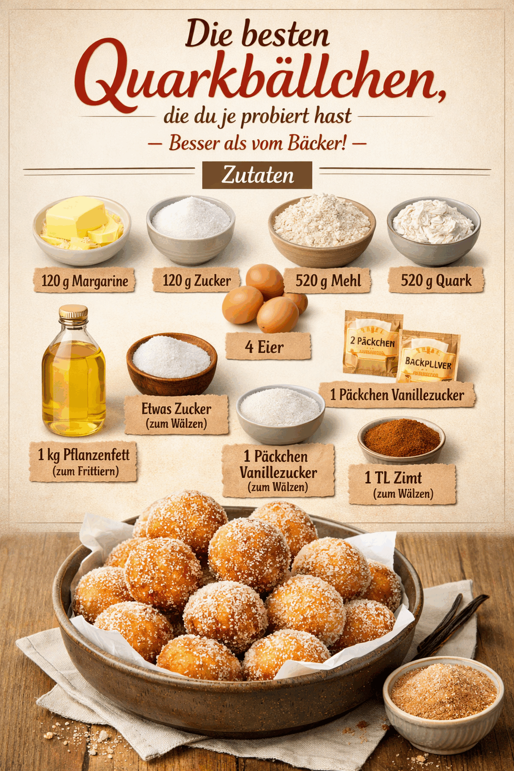 Die besten Quarkbällchen, die du je probiert hast - Besser als vom Bäcker!