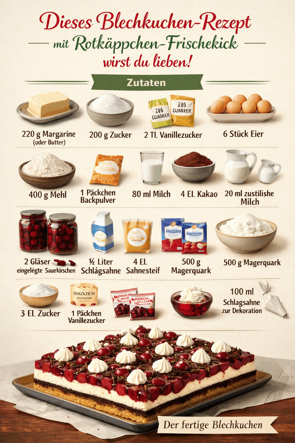 Dieses Blechkuchen-Rezept mit Rotkäppchen-Frischekick wirst du lieben!