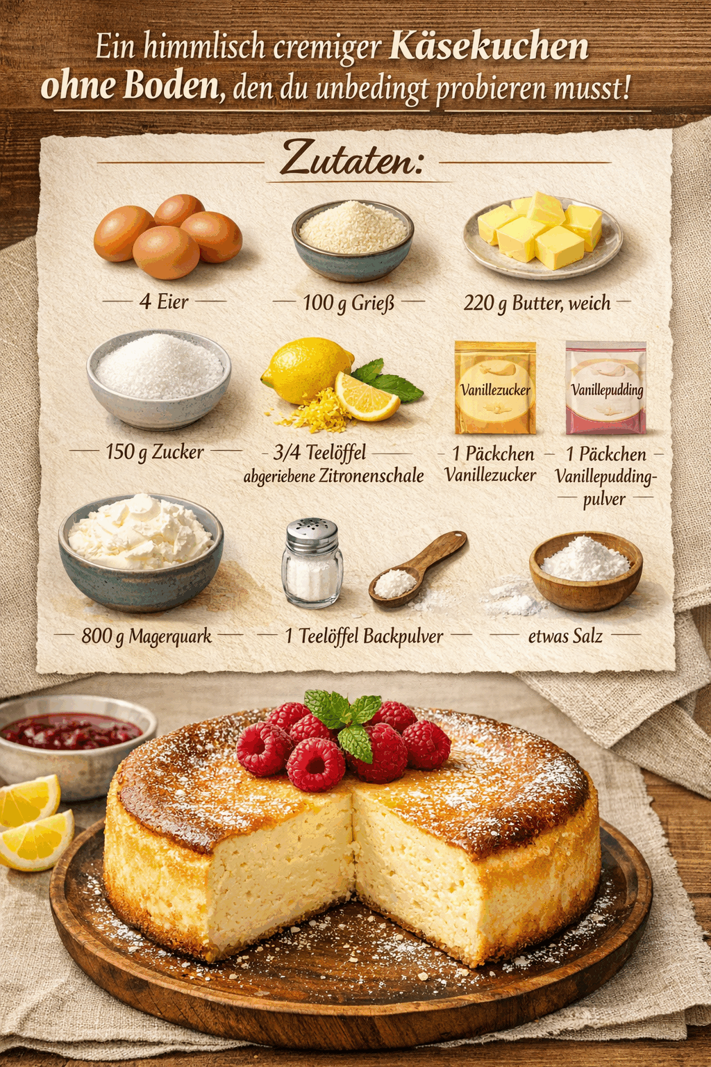 Ein himmlisch cremiger Käsekuchen ohne Boden, den du unbedingt probieren musst!