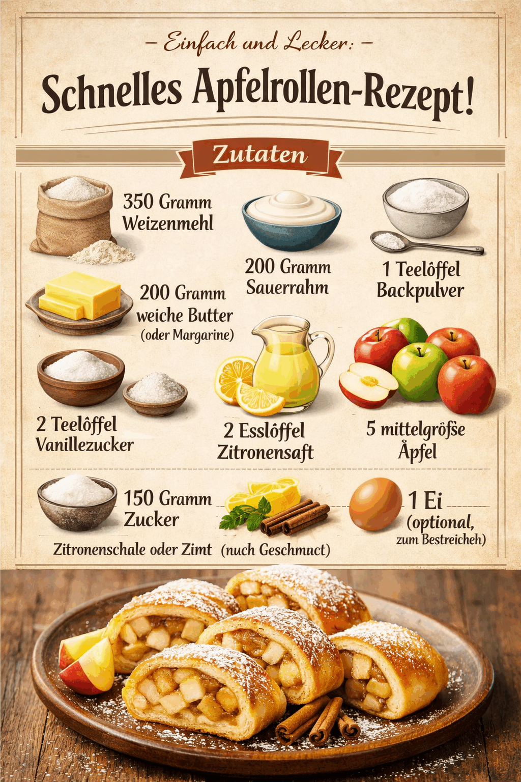 Einfach und Lecker: Schnelles Apfelrollen-Rezept!