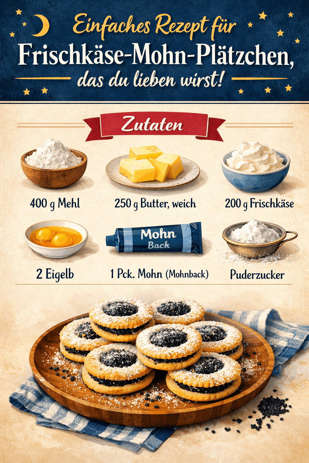 Einfaches Rezept für Frischkäse-Mohn-Plätzchen, das du lieben wirst!