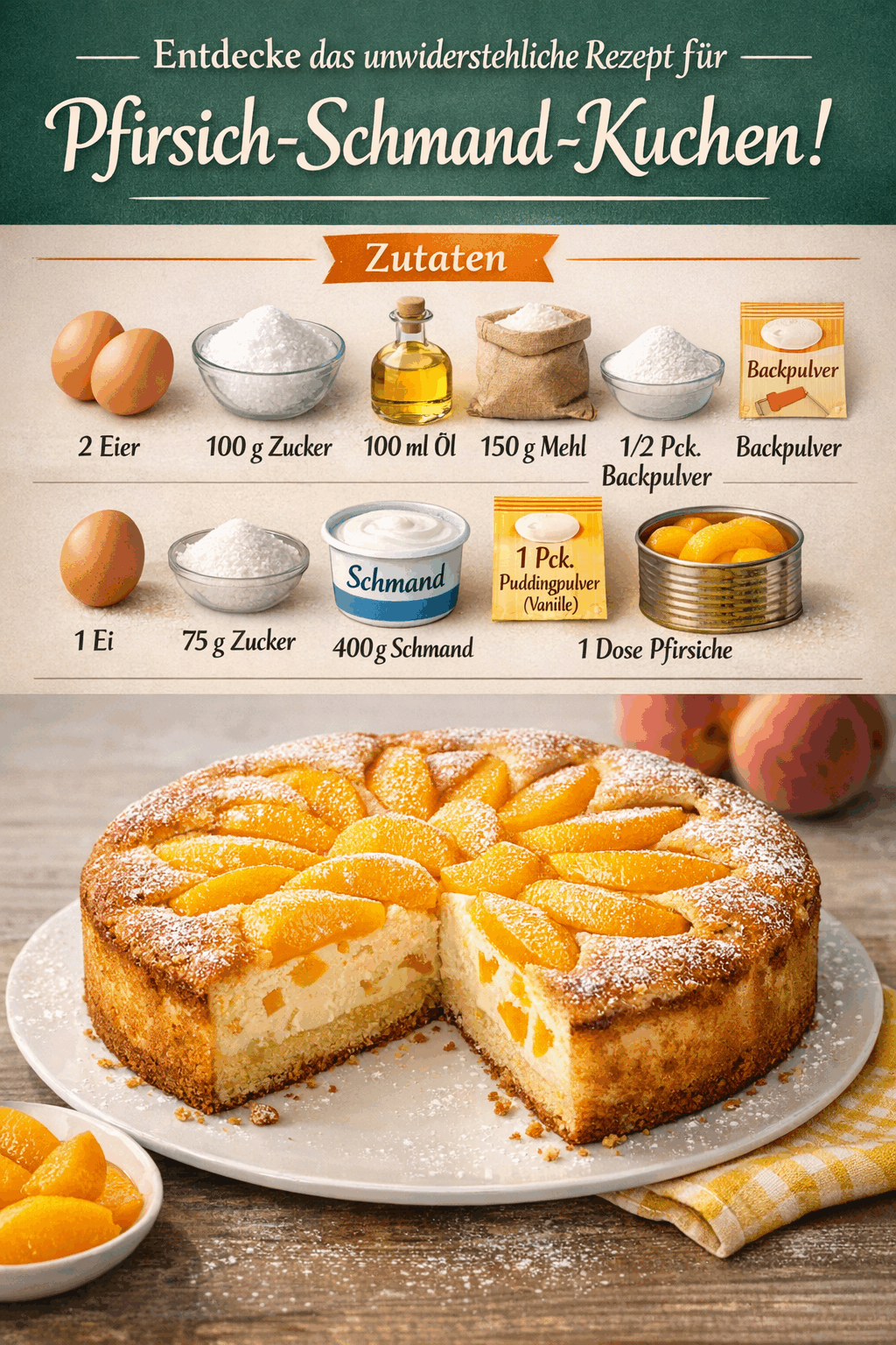 Entdecke das unwiderstehliche Rezept für Pfirsich-Schmand-Kuchen!