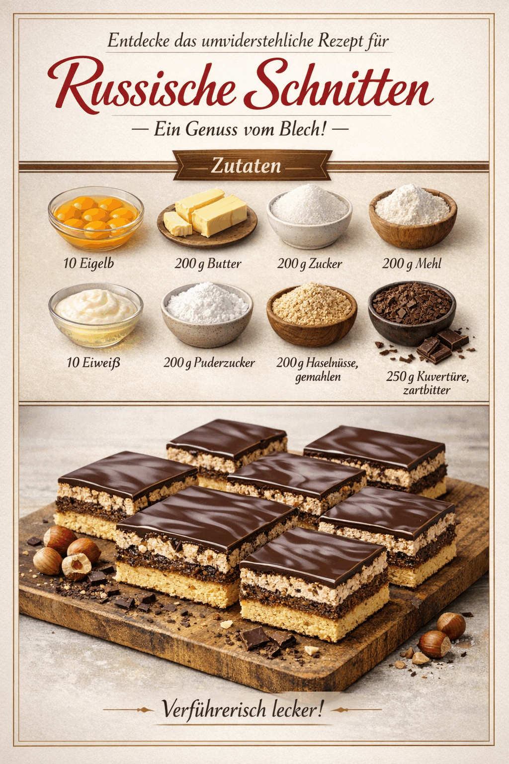 Entdecke das unwiderstehliche Rezept für Russische Schnitten – Ein Genuss vom Blech!