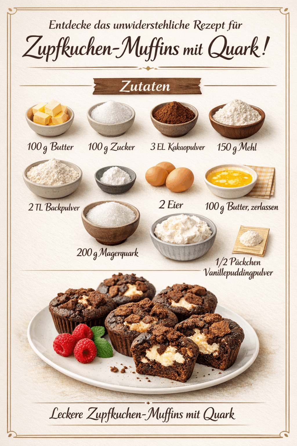Entdecke das unwiderstehliche Rezept für Zupfkuchen-Muffins mit Quark!