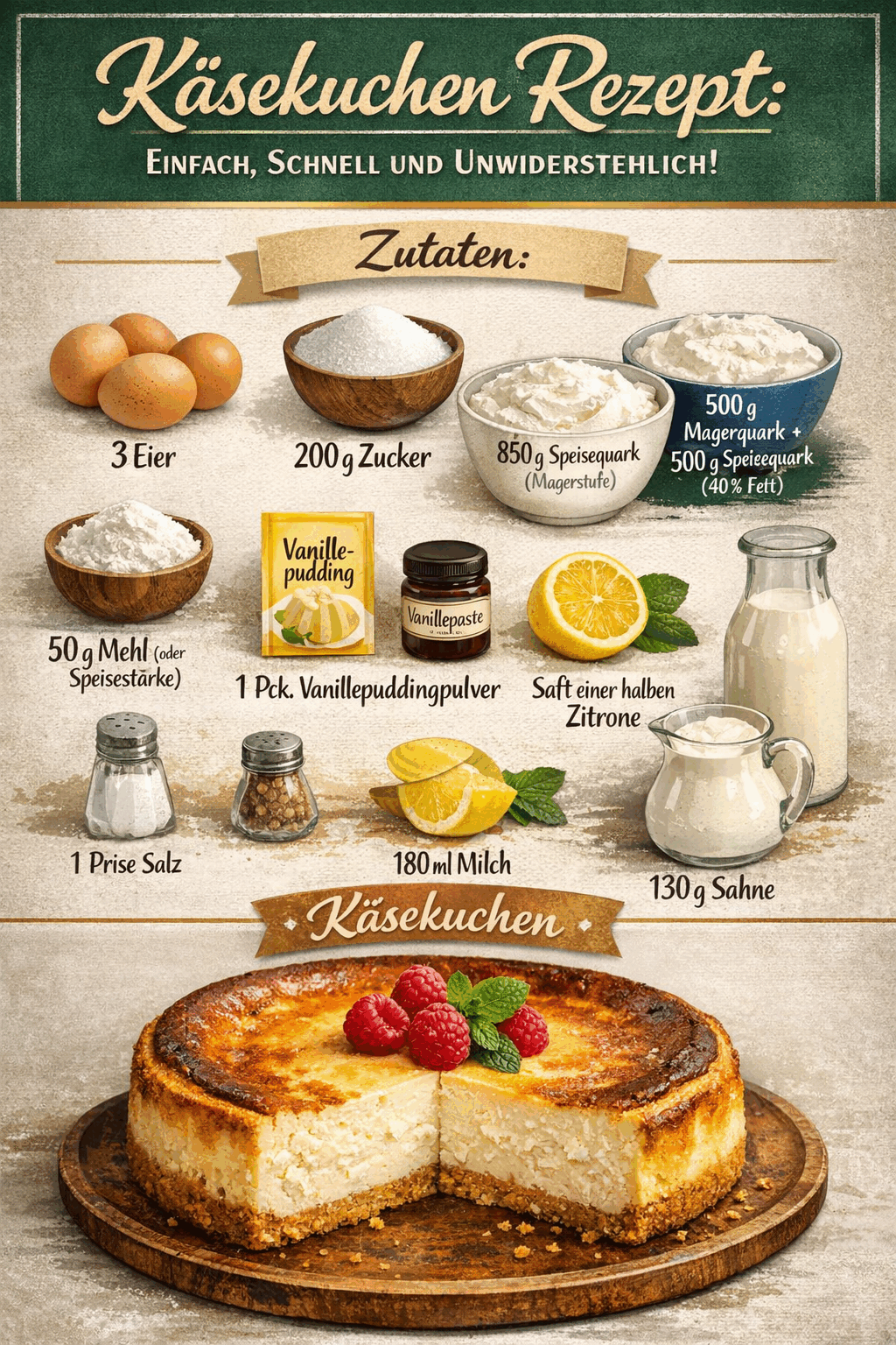 Käsekuchen Rezept: Einfach, Schnell und Unwiderstehlich!