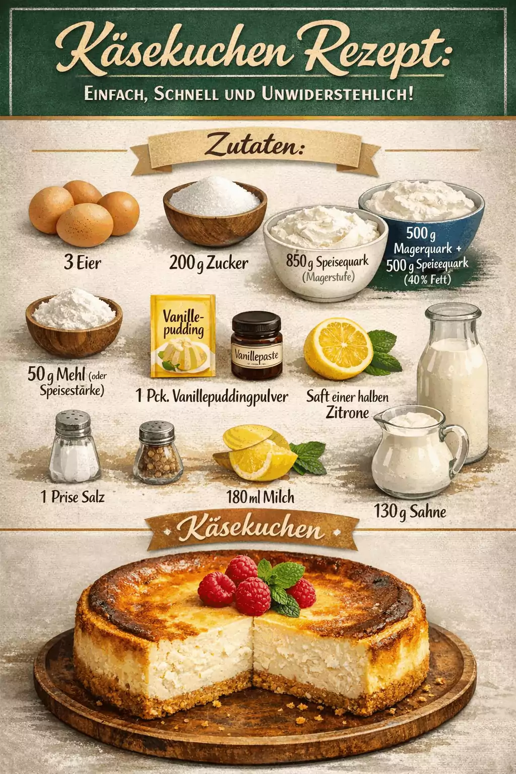 Käsekuchen Rezept: Einfach, Schnell und Unwiderstehlich!
