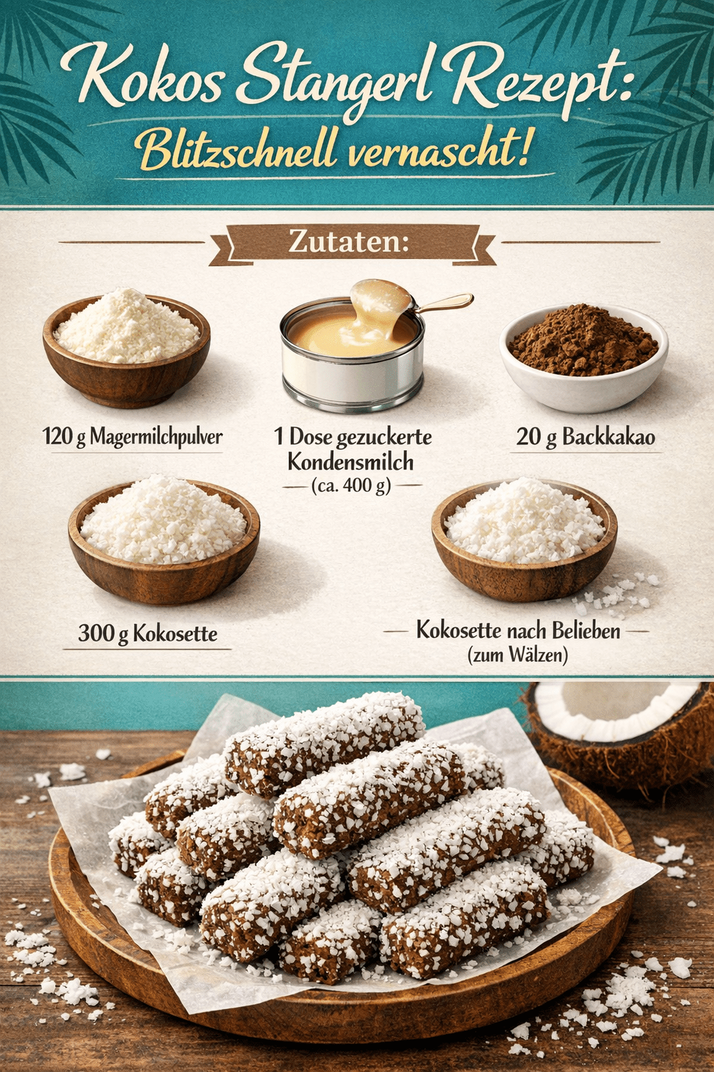 Kokos Stangerl Rezept: Blitzschnell vernascht!