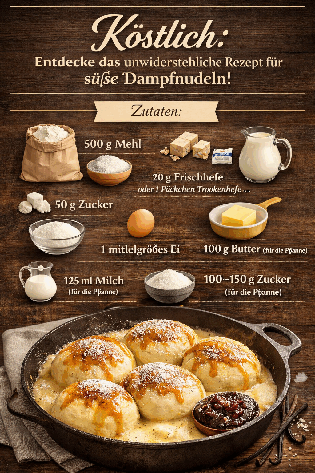 Köstlich: Entdecke das unwiderstehliche Rezept für süße Dampfnudeln!