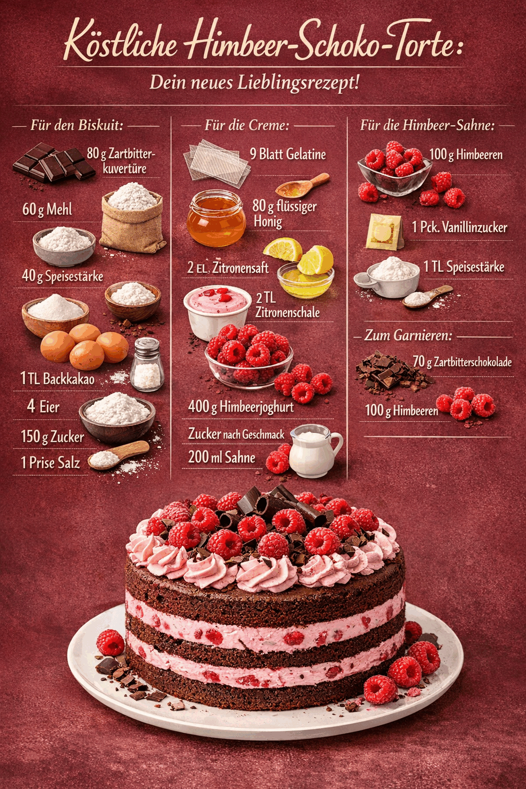 Köstliche Himbeer-Schoko-Torte: Dein neues Lieblingsrezept!