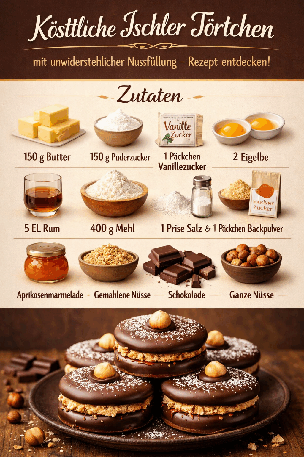 Köstliche Ischler Törtchen mit unwiderstehlicher Nussfüllung – Rezept entdecken!