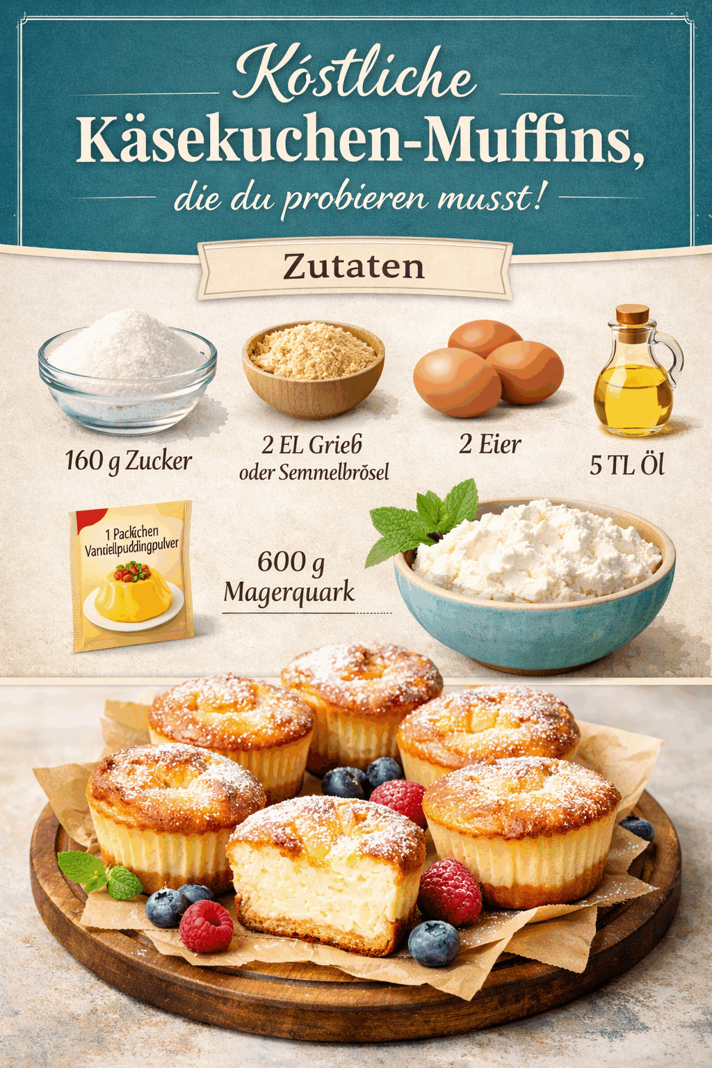Köstliche Käsekuchen-Muffins, die du probieren musst!