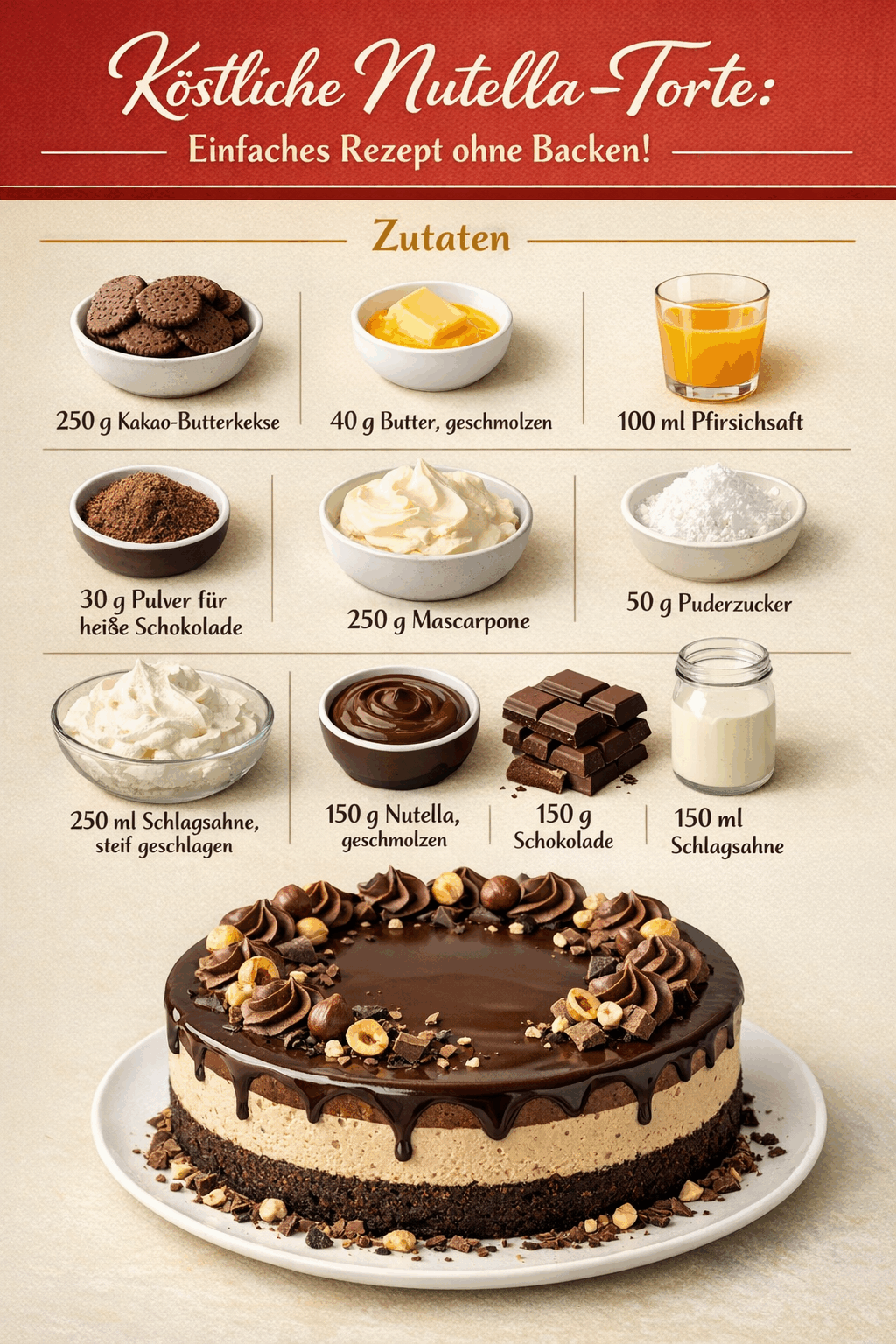 Köstliche Nutella-Torte: Einfaches Rezept ohne Backen!