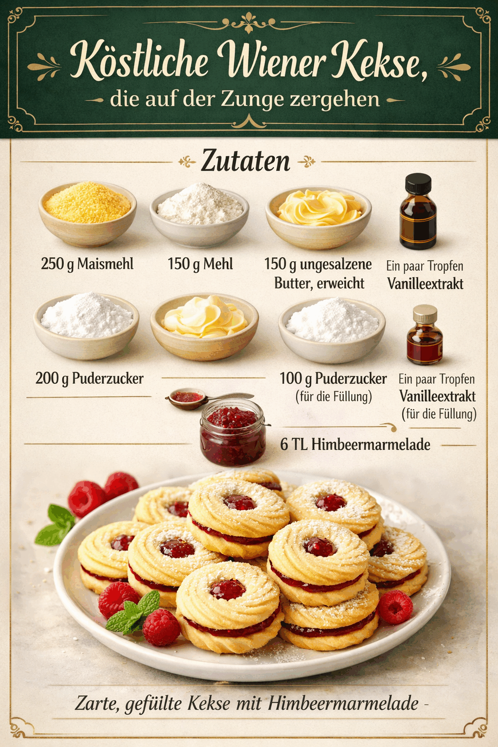 Köstliche Wiener Kekse, die auf der Zunge zergehen