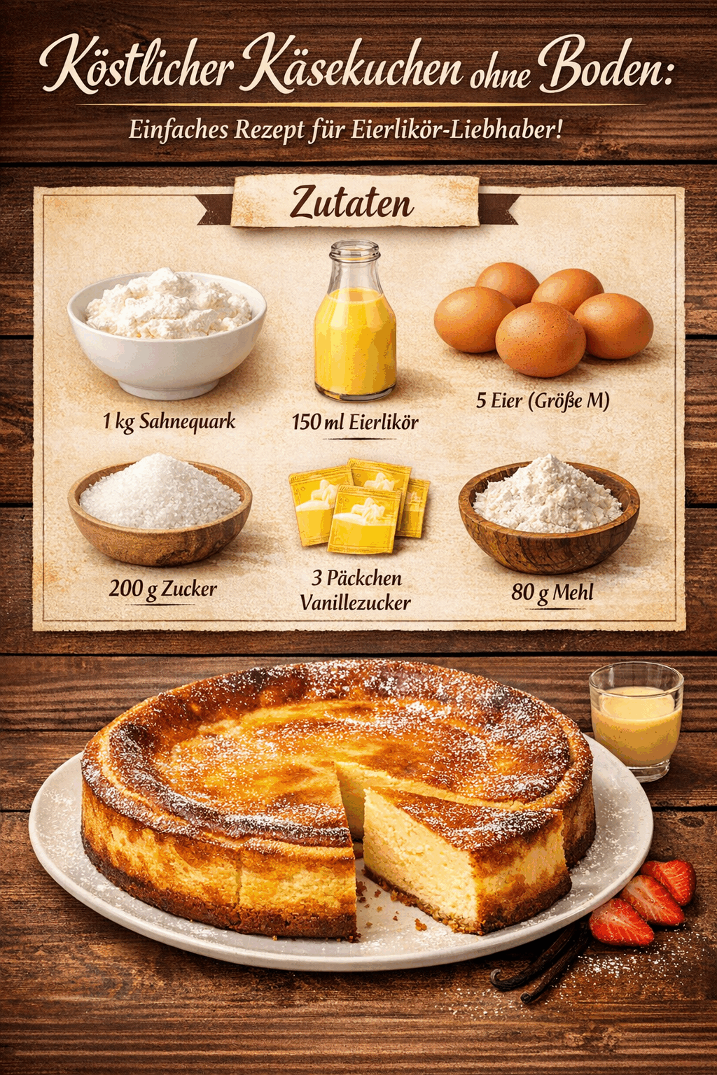 Köstlicher Käsekuchen ohne Boden: Einfaches Rezept für Eierlikör-Liebhaber!