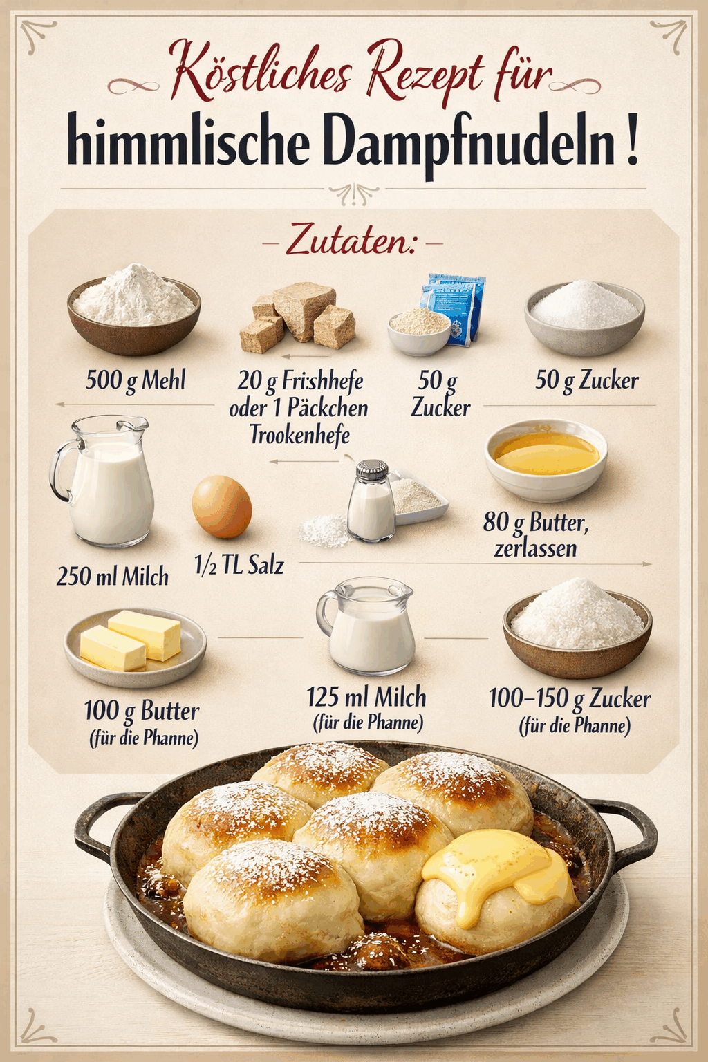 Köstliches Rezept für himmlische Dampfnudeln!