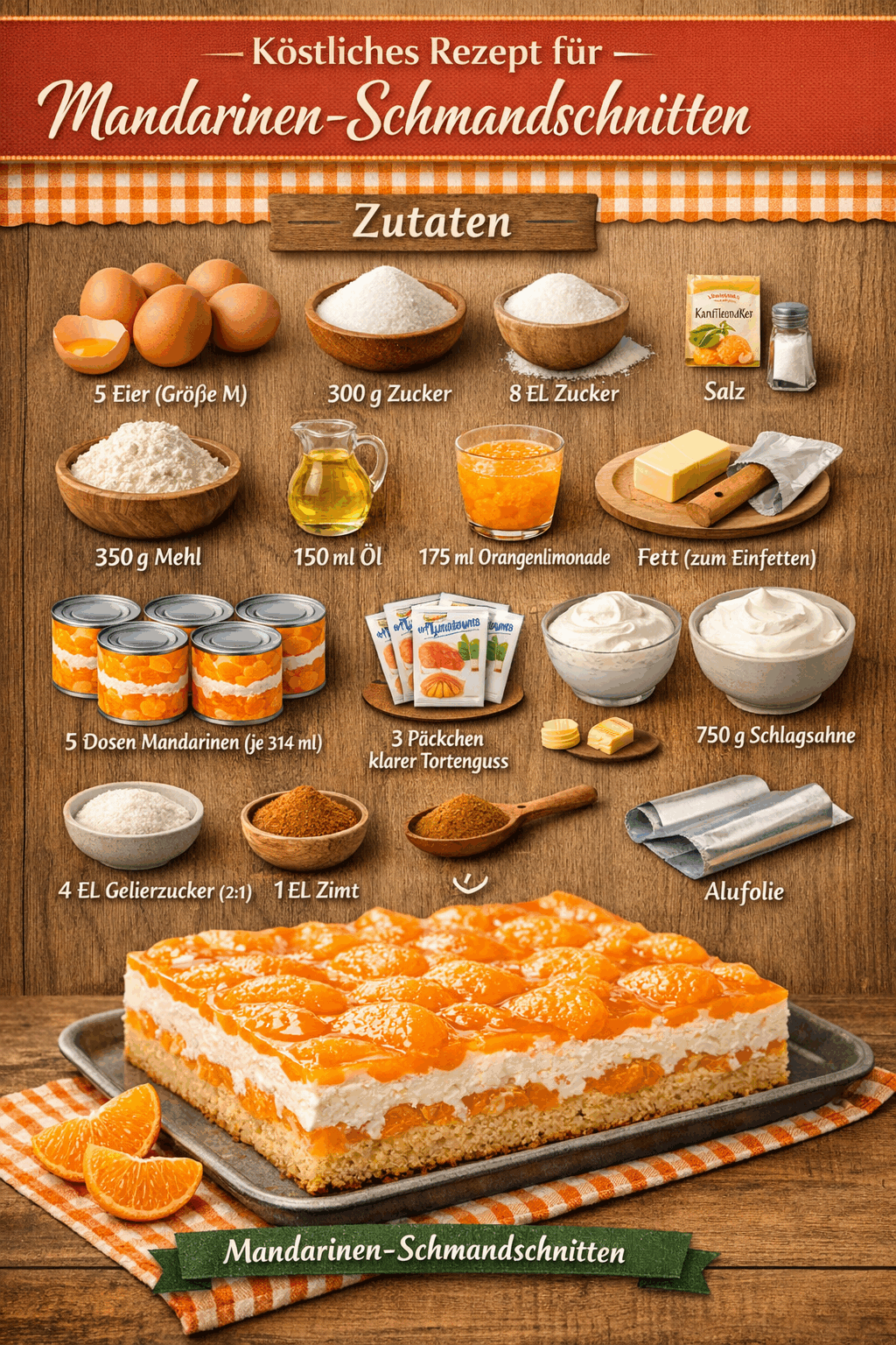 Köstliches Rezept für saftige Mandarinen-Schmandschnitten