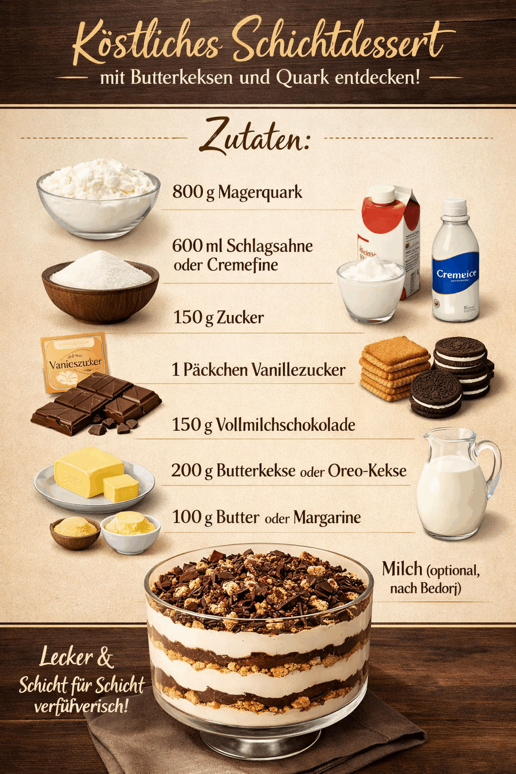 Köstliches Schichtdessert mit Butterkeksen und Quark entdecken!