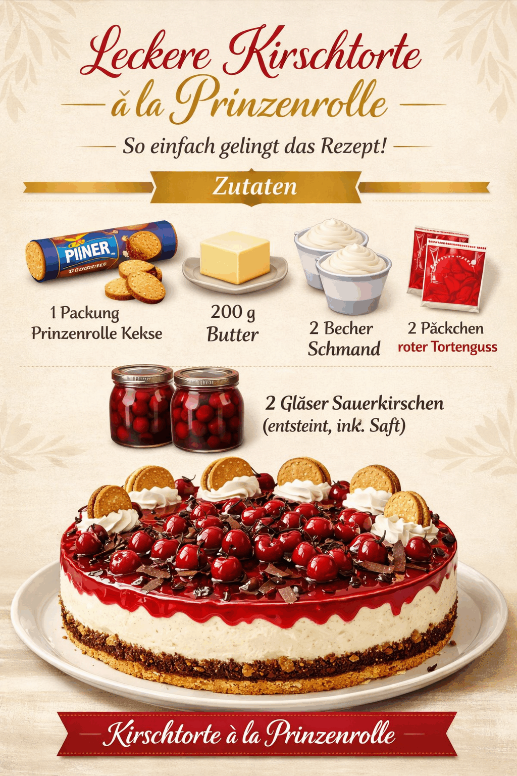 Leckere Kirschtorte à la Prinzenrolle – So einfach gelingt das Rezept!