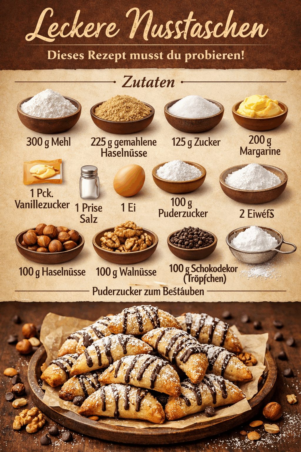 Leckere Nusstaschen: Dieses Rezept musst du probieren!