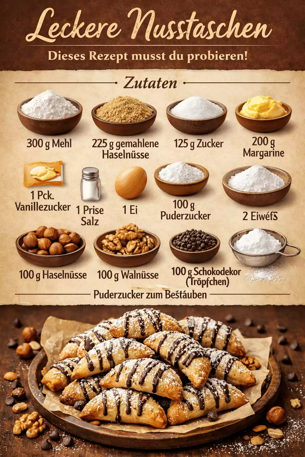 Leckere Nusstaschen: Dieses Rezept musst du probieren!