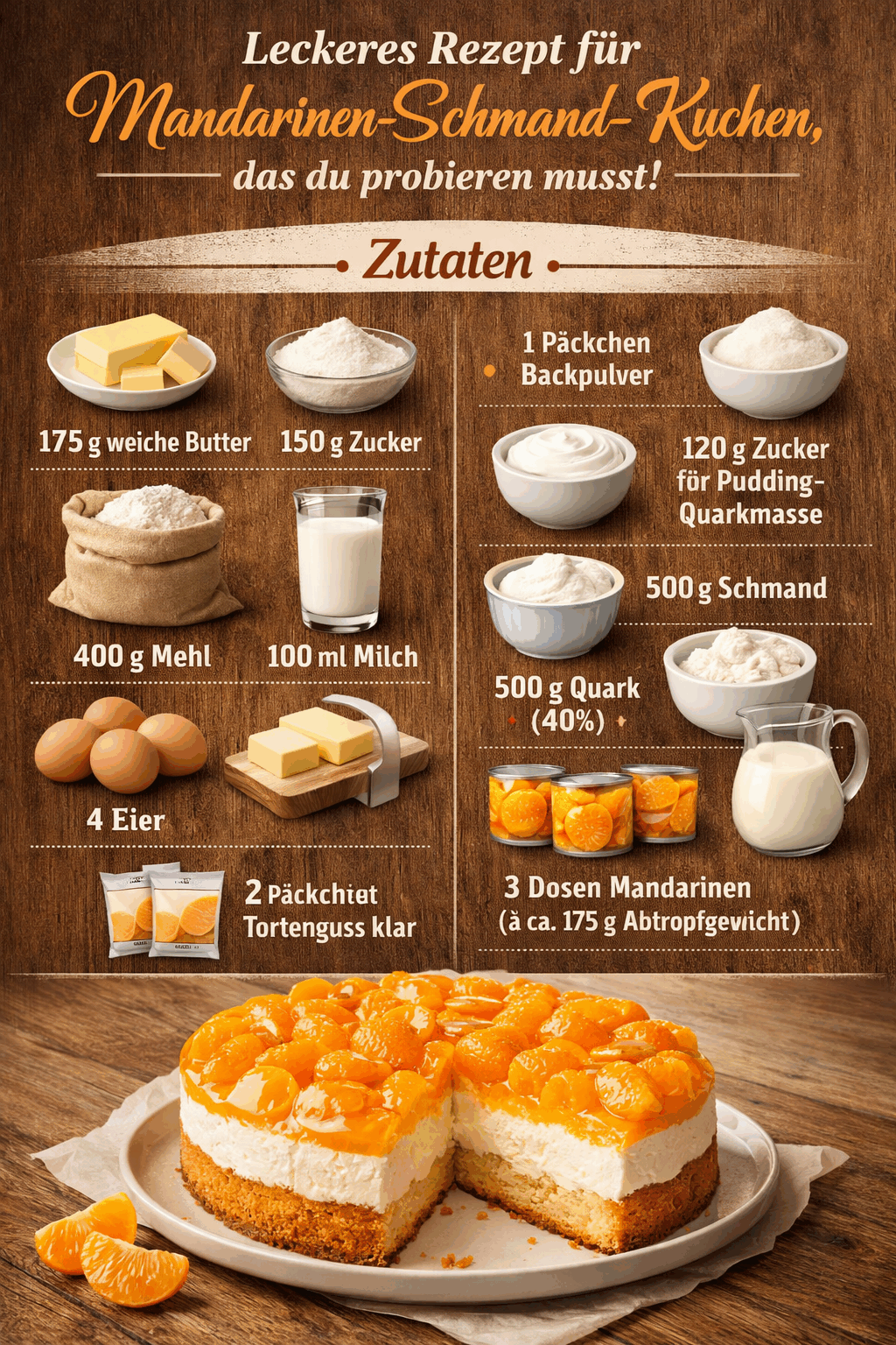 Leckeres Rezept für Mandarinen-Schmand-Kuchen, das du probieren musst!
