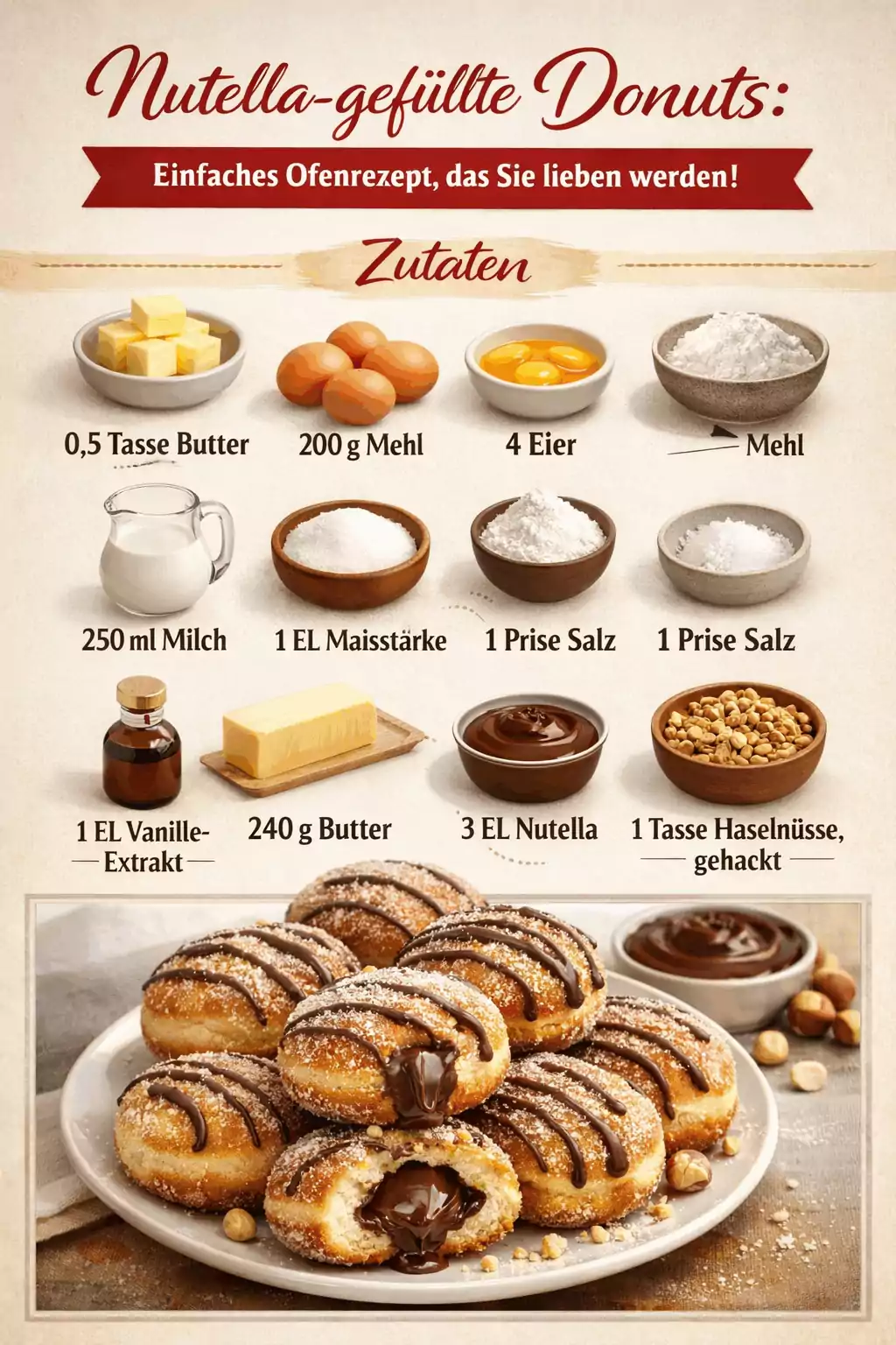 Nutella-gefüllte Donuts: Einfaches Ofenrezept, das Sie lieben werden!