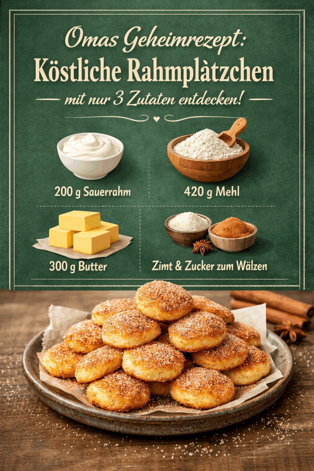 Omas Geheimrezept: Köstliche Rahmplätzchen mit nur 3 Zutaten entdecken!