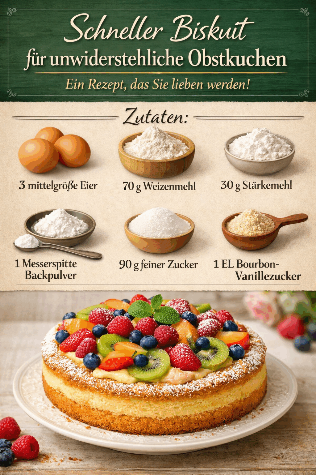 Schneller Biskuit für unwiderstehliche Obstkuchen – Ein Rezept, das Sie lieben werden!